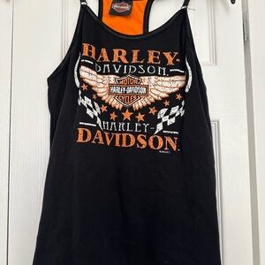 Harley-Davidson Black and Orange Tank Top